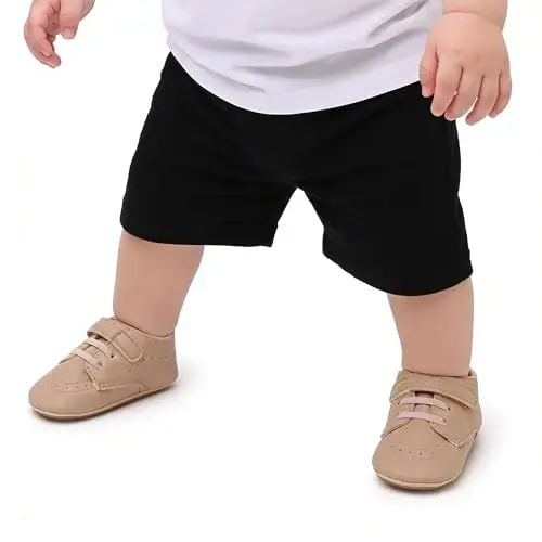 SOFMUO Baby Boys Girls High Top Ankle PU Leather Sneakers Soft Rubber Sole Infant Moccasins Newborn Oxford Loafers Anti-Slip Toddler Wedding Uniform Dress Shoes 