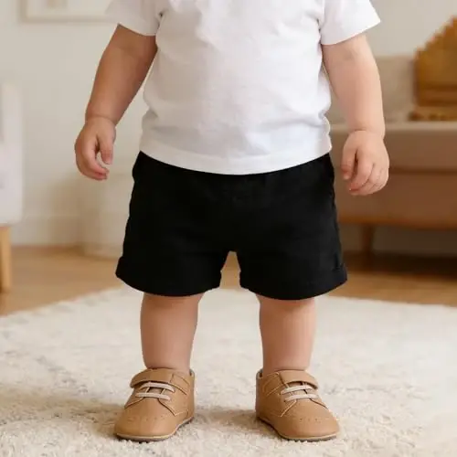 SOFMUO Baby Boys Girls High Top Ankle PU Leather Sneakers Soft Rubber Sole Infant Moccasins Newborn Oxford Loafers Anti-Slip Toddler Wedding Uniform Dress Shoes - 4