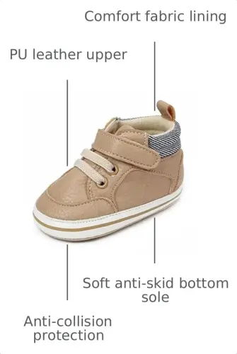 SOFMUO Baby Boys Girls High Top Ankle PU Leather Sneakers Soft Rubber Sole Infant Moccasins Newborn Oxford Loafers Anti-Slip Toddler Wedding Uniform Dress Shoes 
