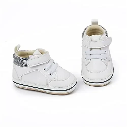 SOFMUO Baby Boys Girls High Top Ankle PU Leather Sneakers Soft Rubber Sole Infant Moccasins Newborn Oxford Loafers Anti-Slip Toddler Wedding Uniform Dress Shoes - 5