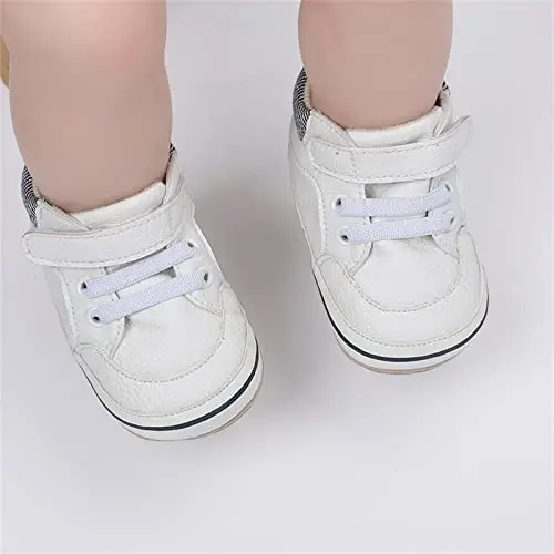 SOFMUO Baby Boys Girls High Top Ankle PU Leather Sneakers Soft Rubber Sole Infant Moccasins Newborn Oxford Loafers Anti-Slip Toddler Wedding Uniform Dress Shoes - 4