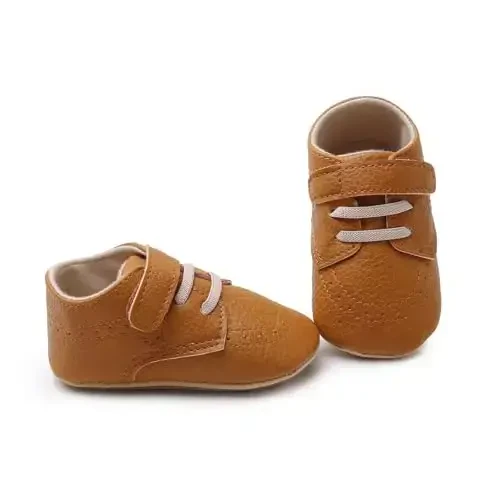 SOFMUO Baby Boys Girls High Top Ankle PU Leather Sneakers Soft Rubber Sole Infant Moccasins Newborn Oxford Loafers Anti-Slip Toddler Wedding Uniform Dress Shoes - 4