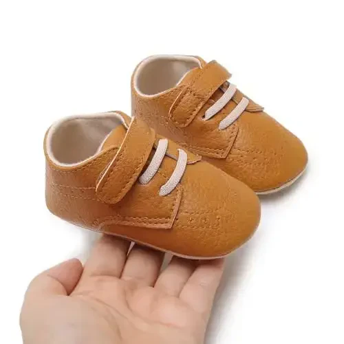 SOFMUO Baby Boys Girls High Top Ankle PU Leather Sneakers Soft Rubber Sole Infant Moccasins Newborn Oxford Loafers Anti-Slip Toddler Wedding Uniform Dress Shoes - 5