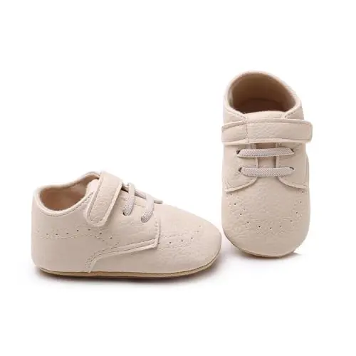 SOFMUO Baby Boys Girls High Top Ankle PU Leather Sneakers Soft Rubber Sole Infant Moccasins Newborn Oxford Loafers Anti-Slip Toddler Wedding Uniform Dress Shoes - 4