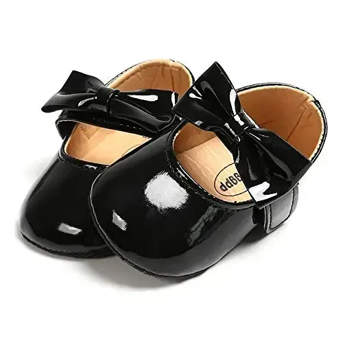 SOFMUO Baby Girls Mary Jane Flats with Bowknot Ballet Slippers Toddler First Walkers Infant Princess Wedding Christmas Dress Shoes 
