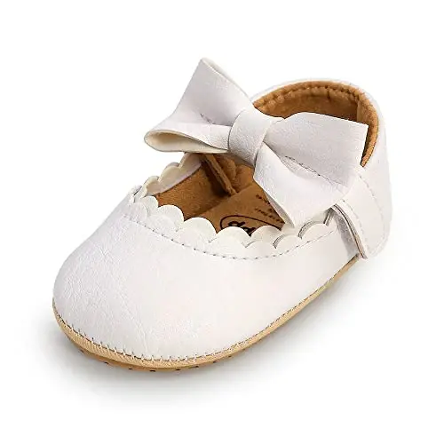 SOFMUO Baby Girls Mary Jane Flats with Bowknot Ballet Slippers Toddler First Walkers Infant Princess Wedding Christmas Dress Shoes - 1