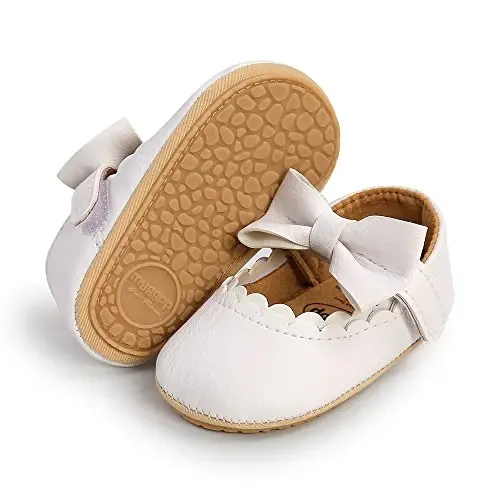 SOFMUO Baby Girls Mary Jane Flats with Bowknot Ballet Slippers Toddler First Walkers Infant Princess Wedding Christmas Dress Shoes - 4