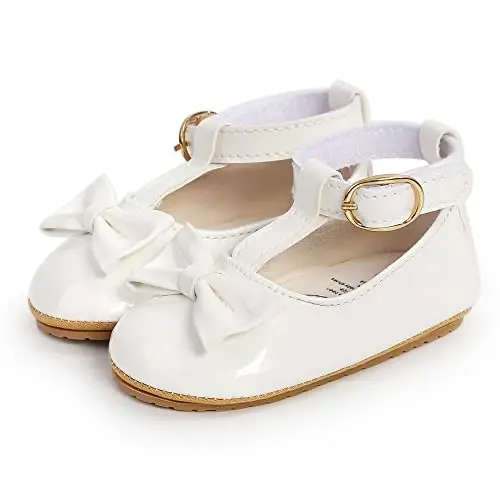 SOFMUO Baby Girls Mary Jane Flats with Bowknot Ballet Slippers Toddler First Walkers Infant Princess Wedding Christmas Dress Shoes - 5