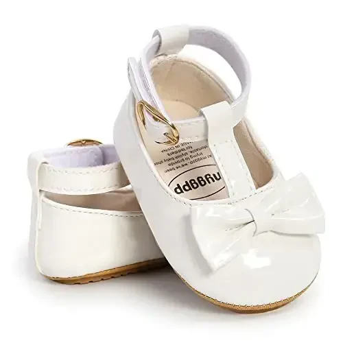 SOFMUO Baby Girls Mary Jane Flats with Bowknot Ballet Slippers Toddler First Walkers Infant Princess Wedding Christmas Dress Shoes - 4