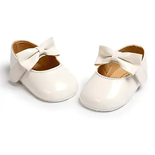 SOFMUO Baby Girls Mary Jane Flats with Bowknot Ballet Slippers Toddler First Walkers Infant Princess Wedding Christmas Dress Shoes - 4