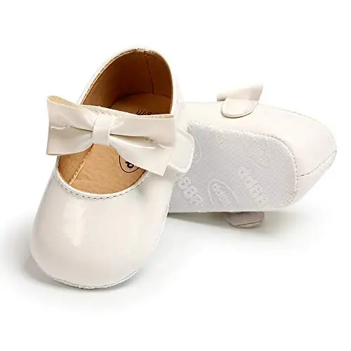 SOFMUO Baby Girls Mary Jane Flats with Bowknot Ballet Slippers Toddler First Walkers Infant Princess Wedding Christmas Dress Shoes - SOFMUO (1)
