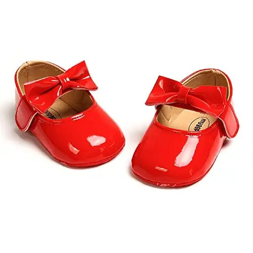 SOFMUO Baby Girls Mary Jane Flats with Bowknot Ballet Slippers Toddler First Walkers Infant Princess Wedding Christmas Dress Shoes - 4