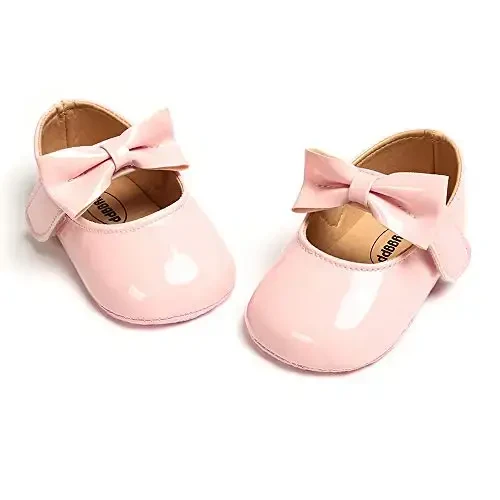 SOFMUO Baby Girls Mary Jane Flats with Bowknot Ballet Slippers Toddler First Walkers Infant Princess Wedding Christmas Dress Shoes - 5