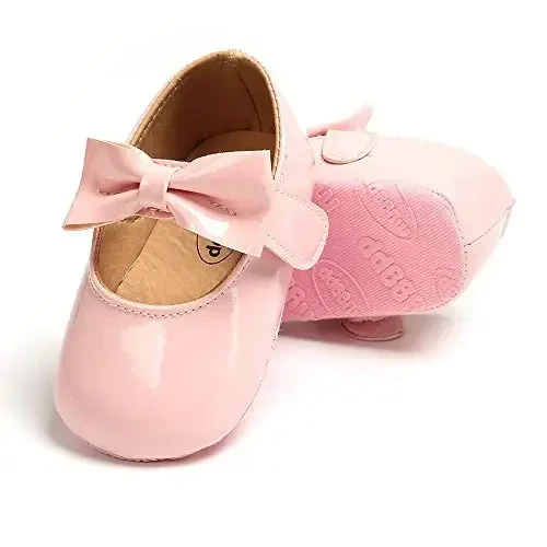SOFMUO Baby Girls Mary Jane Flats with Bowknot Ballet Slippers Toddler First Walkers Infant Princess Wedding Christmas Dress Shoes - 3