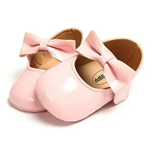 SOFMUO Baby Girls Mary Jane Flats with Bowknot Ballet Slippers Toddler First Walkers Infant Princess Wedding Christmas Dress Shoes - 4