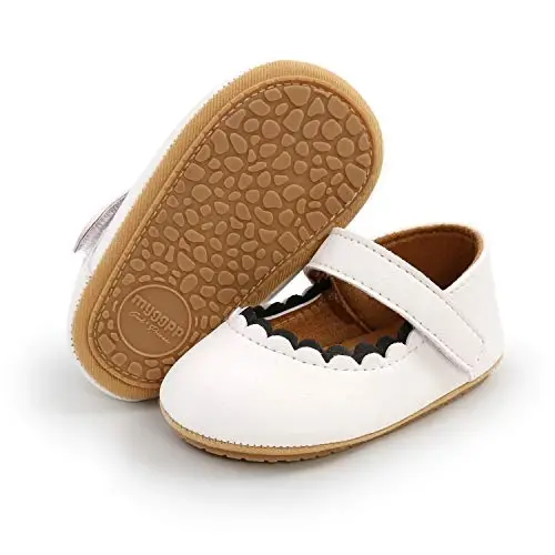 SOFMUO Baby Girls Mary Jane Flats with Bowknot Ballet Slippers Toddler First Walkers Infant Princess Wedding Christmas Dress Shoes - 1