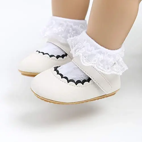 SOFMUO Baby Girls Mary Jane Flats with Bowknot Ballet Slippers Toddler First Walkers Infant Princess Wedding Christmas Dress Shoes - 3
