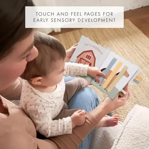 Soft Baby Book with Touch and Feel Pages - Cute Sensory Book for Babies 0-6, 6-12 & 12-18 Months with Mirror & Crinkle Paper - The Perfect Christmas Toy for Baby Showers Or as a Newborn/Infant Gift - 2