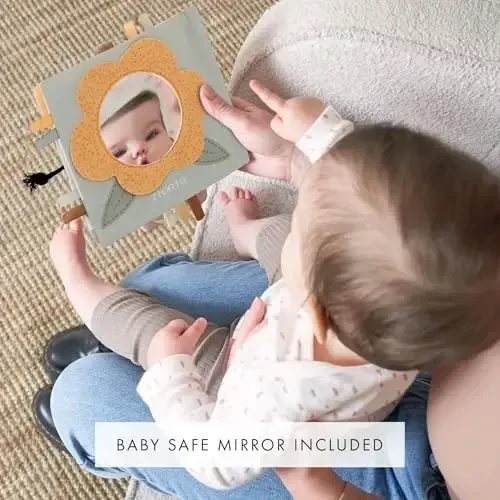 Soft Baby Book with Touch and Feel Pages - Cute Sensory Book for Babies 0-6, 6-12 & 12-18 Months with Mirror & Crinkle Paper - The Perfect Christmas Toy for Baby Showers Or as a Newborn/Infant Gift - 3
