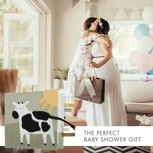 Soft Baby Book with Touch and Feel Pages - Cute Sensory Book for Babies 0-6, 6-12 & 12-18 Months with Mirror & Crinkle Paper - The Perfect Christmas Toy for Baby Showers Or as a Newborn/Infant Gift - 4