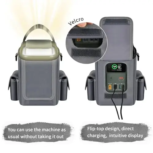 Soft Bag Compatible with Anker Power Bank, 60,000mAh PowerCore Reserve 192Wh, Charge Power Bank Storage Case Cover with Two Pockets for Battery USB Cables and Accessories (Box Only) (Grey) - 3