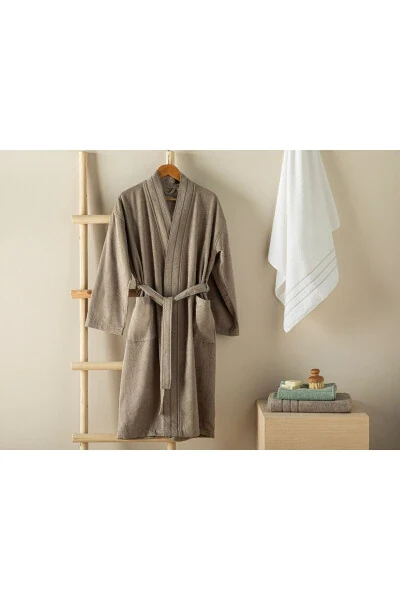 Soft Cotton Bathrobe Dark Beige-Dark Beige - ENGLISH HOME
