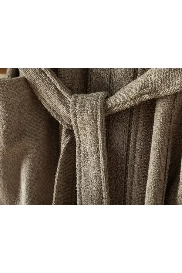 Soft Cotton Bathrobe Dark Beige-Dark Beige - 3