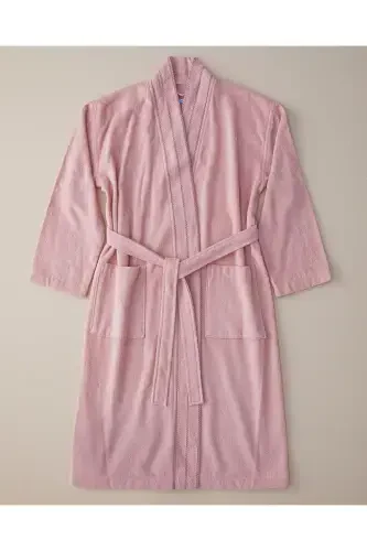 Soft Cotton Bathrobe Light Pink - 1