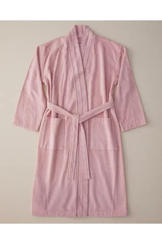 Soft Cotton Bathrobe Light Pink - 1