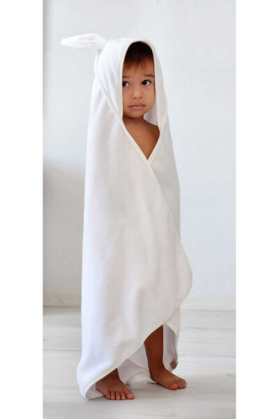 Soft Cotton Unisex Newborn/Baby Bath Swaddle Towel WHITE/RABBIT - 6