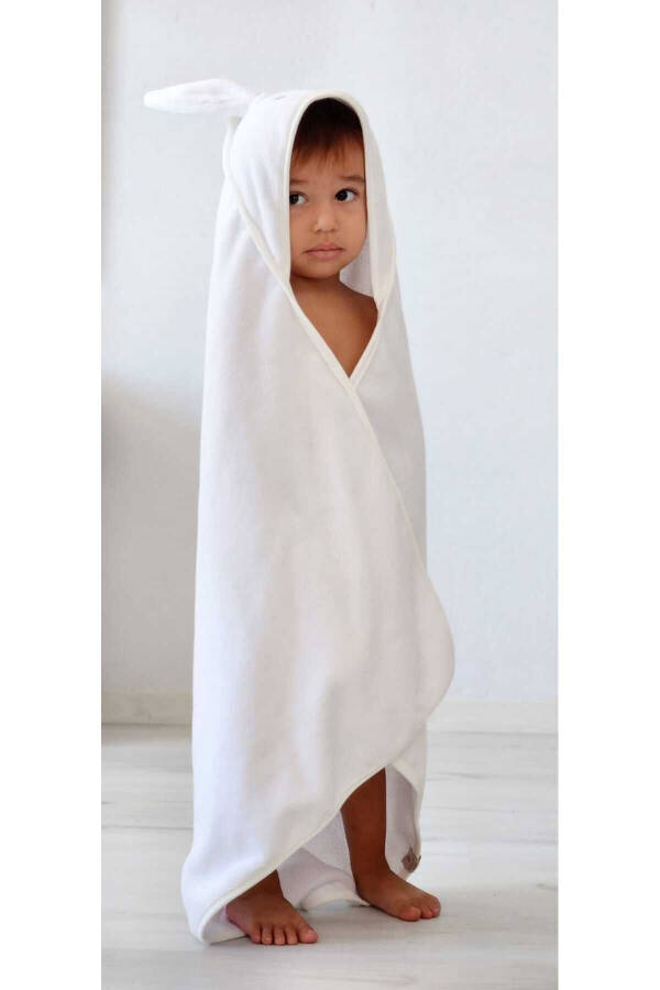 Soft Cotton Unisex Newborn/Baby Bath Swaddle Towel WHITE/RABBIT - 4