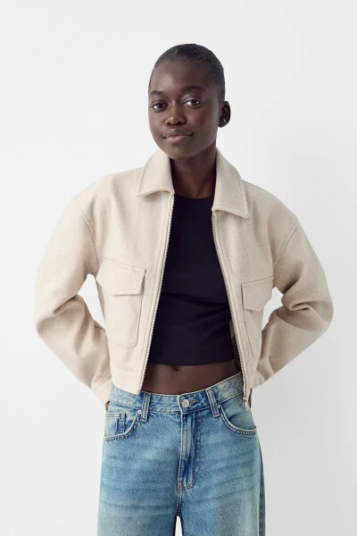 Soft crop jacket - BERSHKA