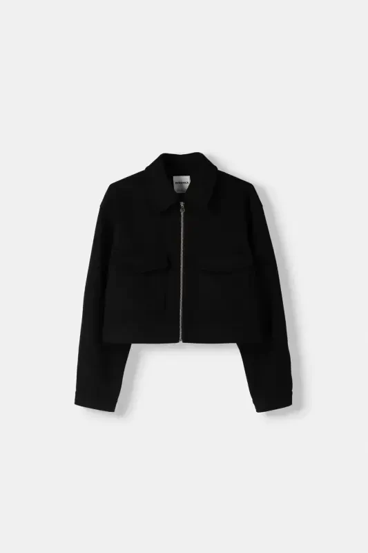 Soft crop jacket-Black - 2