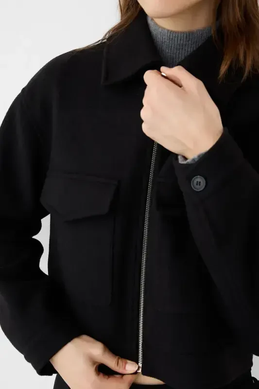 Soft crop jacket-Black - 4