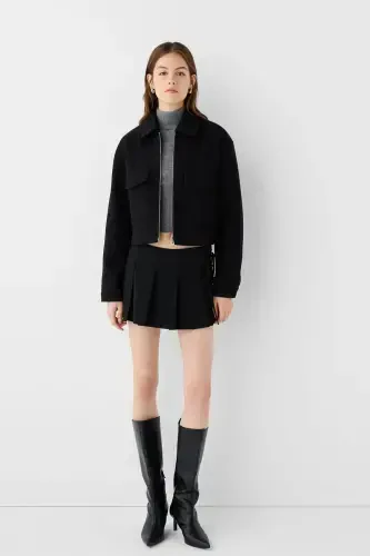 Soft crop jacket-Black - 5