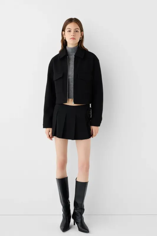 Soft crop jacket-Black - 1