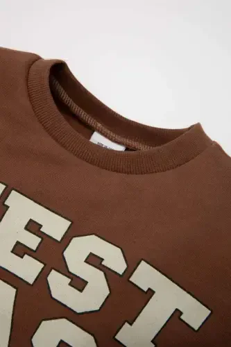 Soft fleece lined, crew neck printed baby boy sweatshirt. - DEFACTO (1)