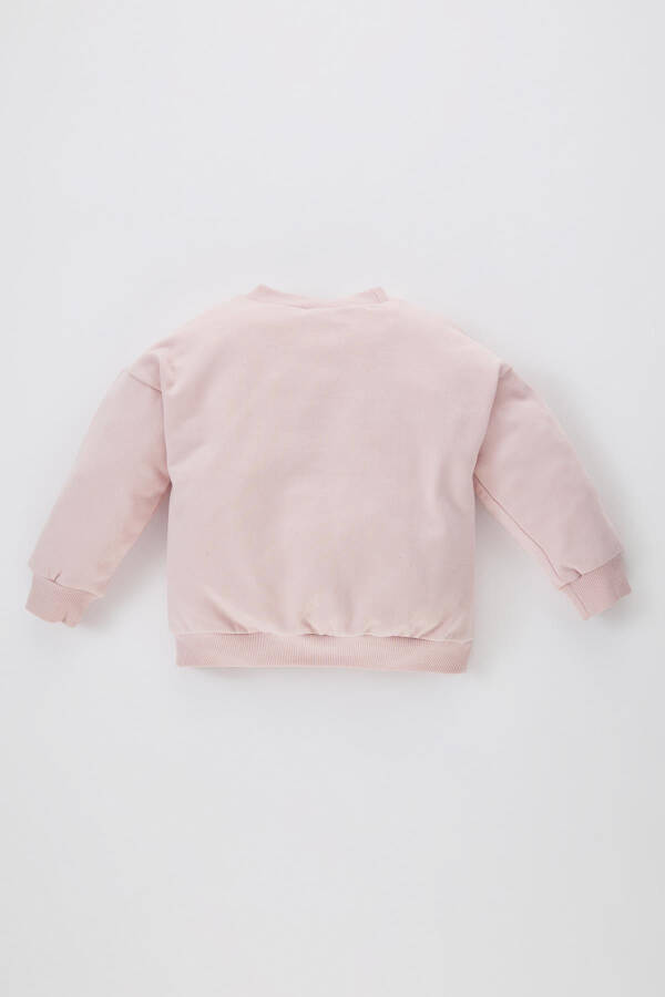 Soft fleece sweatshirt with a crew neck and baby girl print. - 5