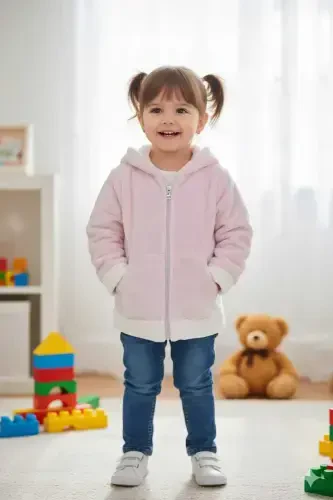 Soft Hooded Plush Welsoft Girl's Jacket - Cardigan 2-4 Years / Powder Pink-PINK - 1