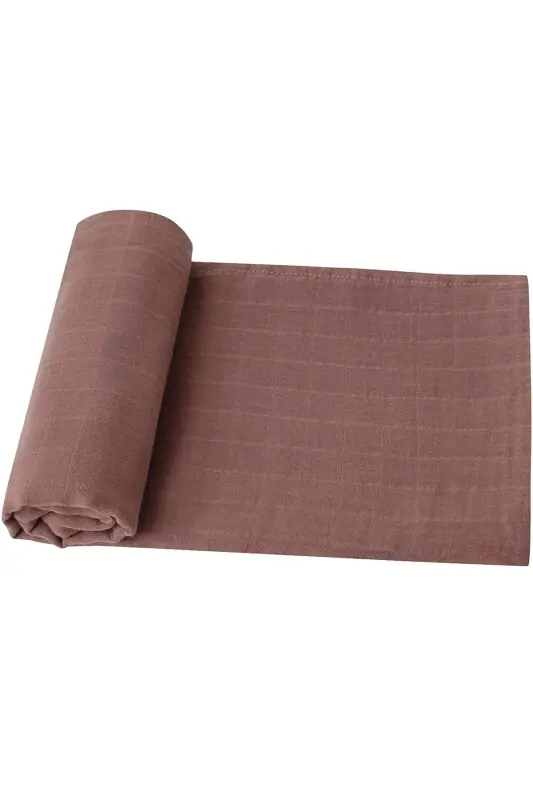 Soft Organic 100% Cotton Single Layer Muslin Swaddle Blanket Baby Blanket Beige Color 110x110 Cm-burgundy - 2