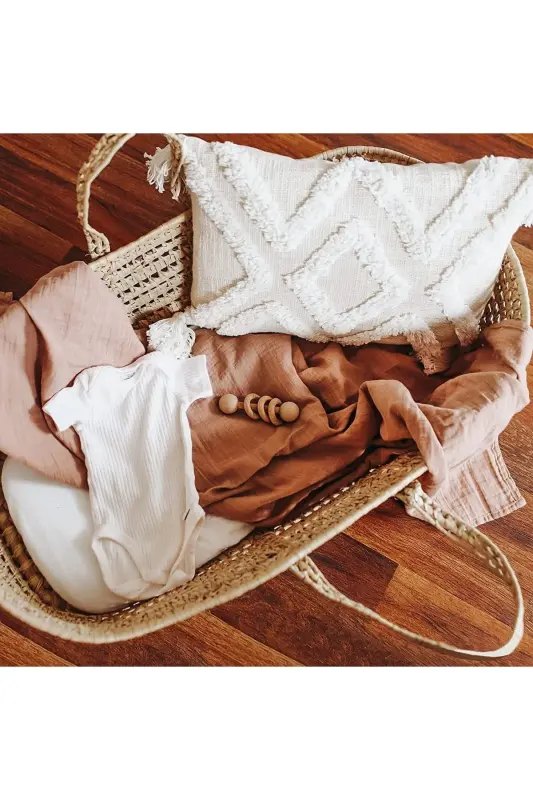 Soft Organic 100% Cotton Single Layer Muslin Swaddle Blanket Baby Blanket Beige Color 110x110 Cm-salmon - 5