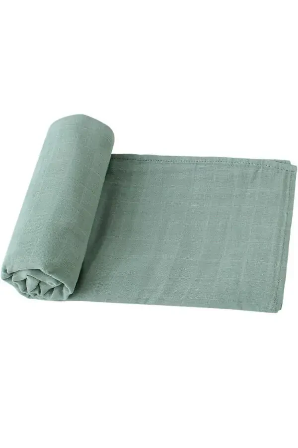 Soft Organic 100% Cotton Single Layer Muslin Swaddle Blanket Baby Blanket Mint Color 110x110 Cm - 1