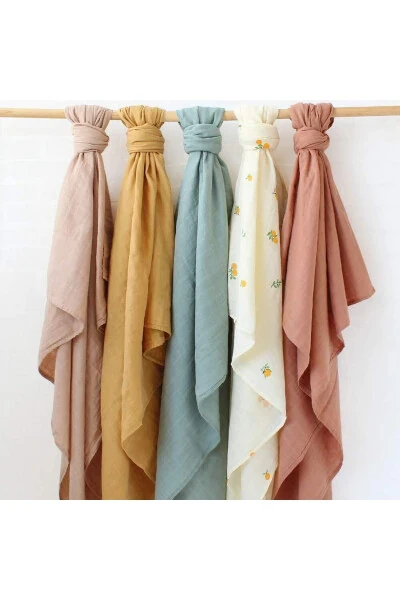 Soft Organic 100% Cotton Single Layer Muslin Swaddle Blanket Baby Blanket Mint Color 110x110 Cm - 3