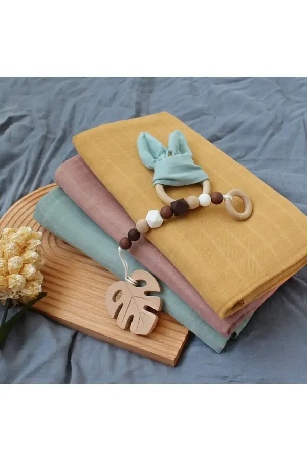 Soft Organic 100% Cotton Single Layer Muslin Swaddle Blanket Baby Blanket Mint Color 110x110 Cm - 5