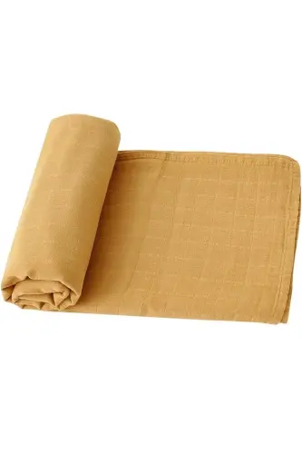 Soft Organic Cotton Single Layer Muslin Swaddle Blanket Baby Blanket Yellow Color 110x110 Cm-yellow 