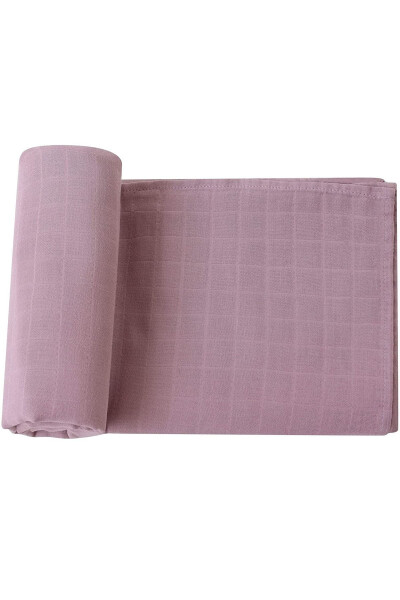 Soft Organik % 100 Pamuk Tek Kat Müslin Kundak Örtüsü Bebek Bataniyesi Lila Renk 110x110 Cm - 2