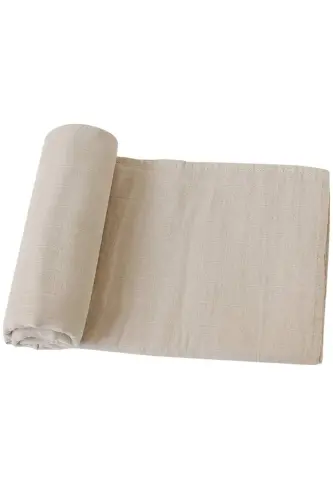 Soft Organik % 100 Pamuk Tek Kat Müslin Kundak Örtüsü Bebek Battaniyesi Krem Renk 110x110 Cm - bej 