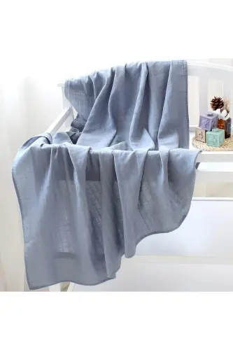 Soft Organik % 100 Pamuk Tek Kat Müslin Kundak Örtüsü Bebek Batteniyesi Mavi Renk 110x110 Cm-mavi 