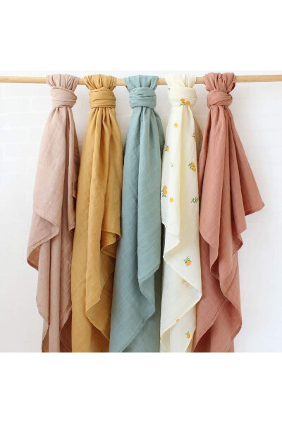 Soft Organik % 100 Pamuk Tek Kat Müslin Kundak Örtüsü Bebek Batteniyesi Mint Renk 110x110 Cm-mint - 3