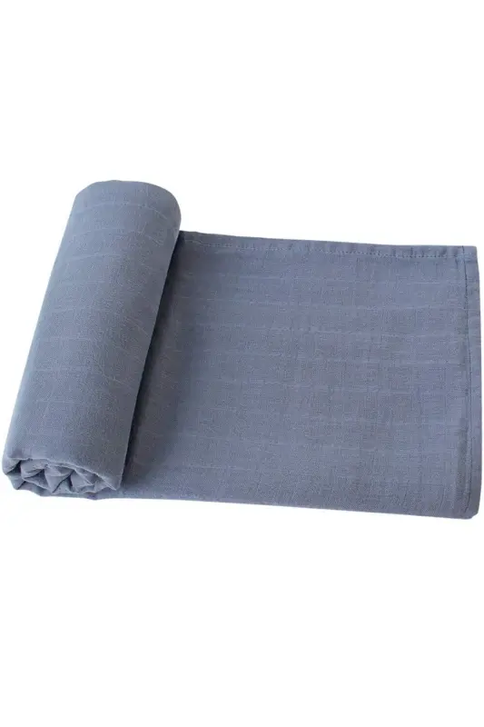 Soft Organik 100% Paxta Bir Qatli Muslin O'rash Mato Bola Battaniyasi Moviy Rang 110x110 Sm-moviy - 2